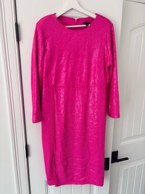 torrid Hot Pink Sequin Long Sleeve Sheath Dress